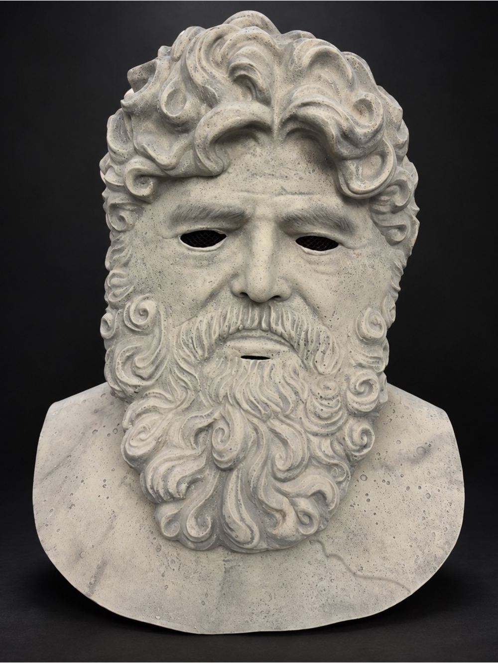 Roman Stone Statue Latex Mask Greek God Zeus Halloween Costume Adult - Picture 2 of 6